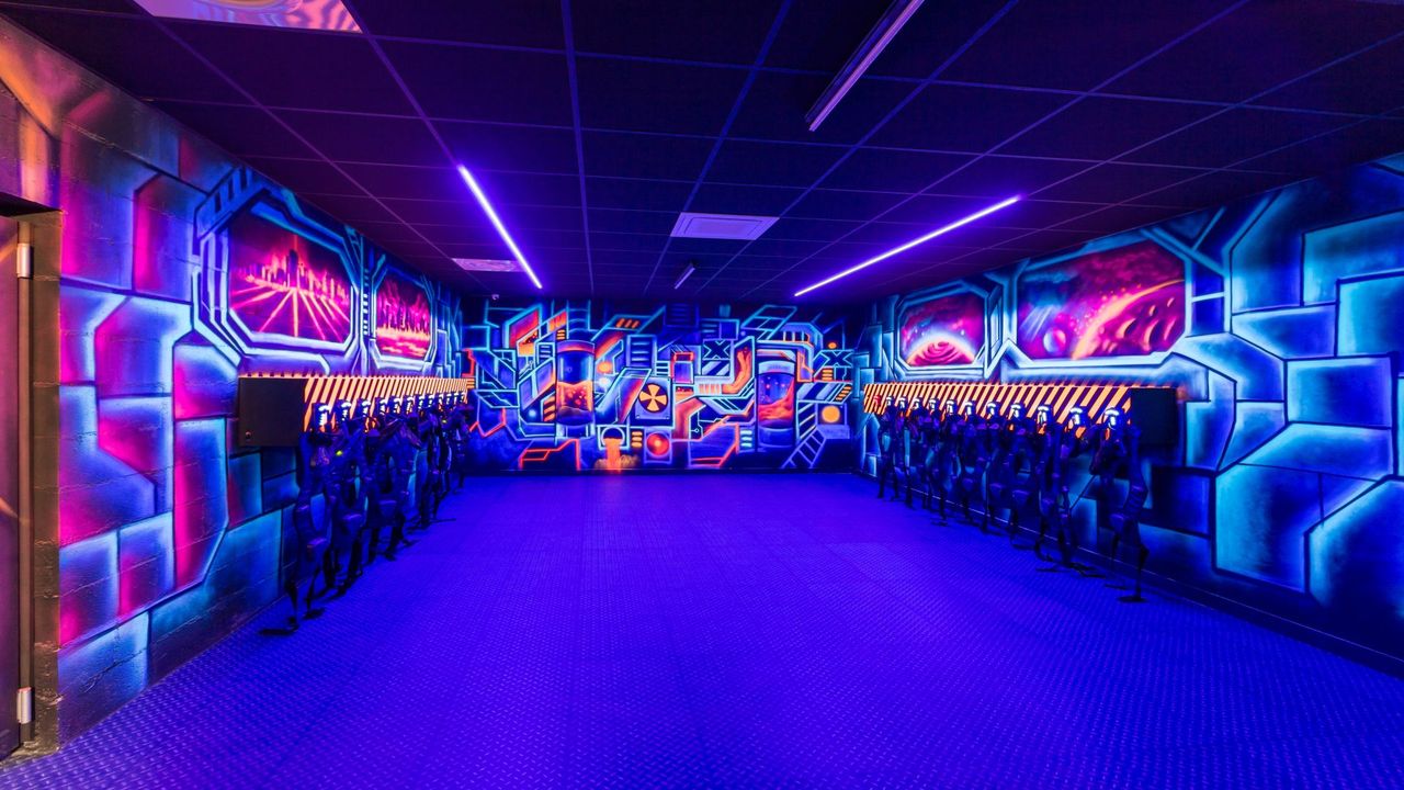 Laser tag room at the Extra-Laser Bowl